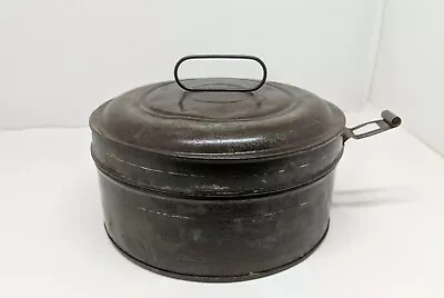 Tin Metal Steamed Pudding Baking Mold Hinged Lid 7  Round Antique Rustic  • $21.95