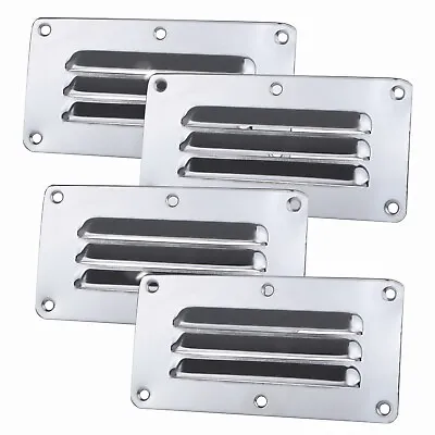 4x Stainless Steel 5  Boat Louvered Vent Air Grill Cover Louver Ventilation • $14.25