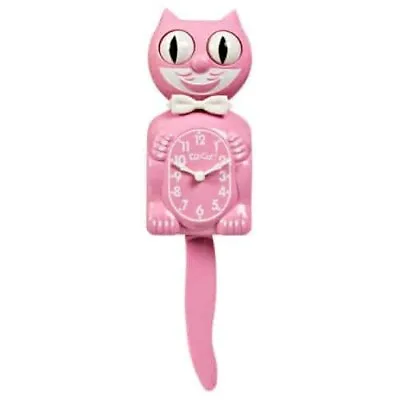 PINK SATIN KIT CAT CLOCK 15.5  Retro Klock Eyes Move Tail Swings Animated • $69.99