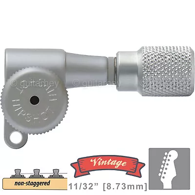 Hipshot VINTAGE 6-in-Line Locking Tuners Non-Stag KNURLED Buttons - SATIN CHROME • $109.95