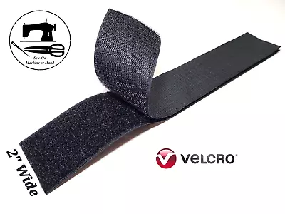 2” Wide X 12” (Inch) VELCRO® Brand Sew-On Strip (Hook & Loop) - Black • $4.28