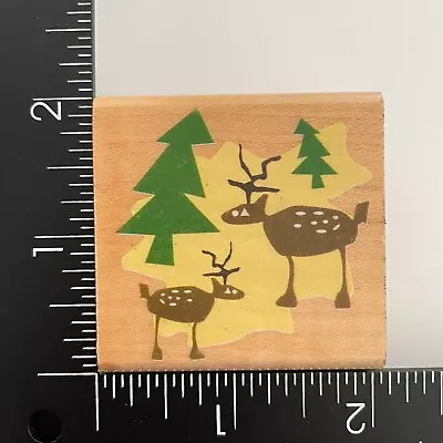 Canadian Maple Collections Christmas Reindeer Trees Wood Mounted Rubber Stamp • $2.63