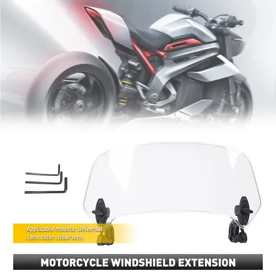 Motorcycle Adjustable Clip On Windshield Extension Spoiler Wind Deflector Clear • $21.84