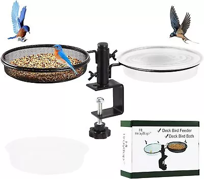 Deck Bird Feeders Deck Rail Bird Bath With Metal Mesh Tray And 2 Water Bowls ... • $23.49