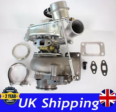 T3/T4 T04E Upgraded Turbo Universal T3 Flange A/R.63 V-band Oil Turbocharger Cac • £140.99