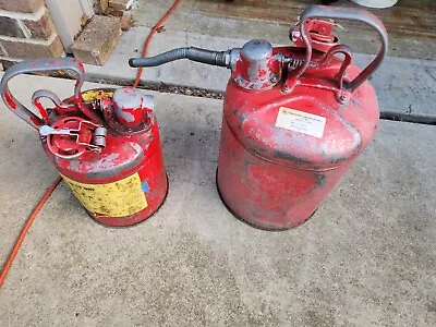 VINTAGE GAS CAN 5 & 2 GALLON SAFETY RED Can Safe-t-way FUEL CAN  • $98