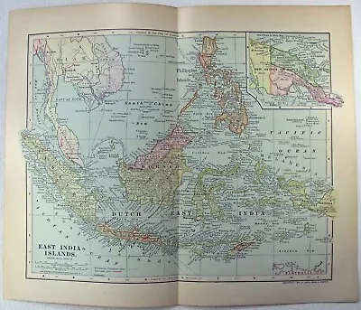 East India Islands - Original 1903 Map By Dodd Mead & Co. Philippine Indonesia • $19