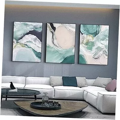 Modern Abstract Wall Art 3 Piece Large Framed Canvas 24  X 32  X 3 Pieces Green • $205.58