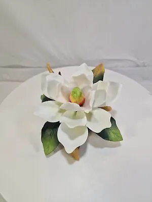 $20 • Buy Vintage Porcelain Andrea's Flowers By Sadek White Magnolia On Branch, B9