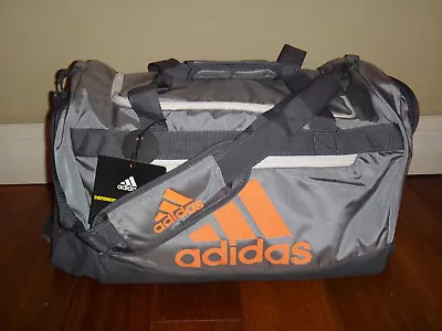 $40 • Buy Adidas Defender IV Medium Duffel Bag - Grey/Orange/Onix/White