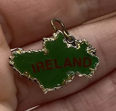 Vintage Germany Sterling Silver And Green Enamel Ireland Bracelet Charm  • $29.99