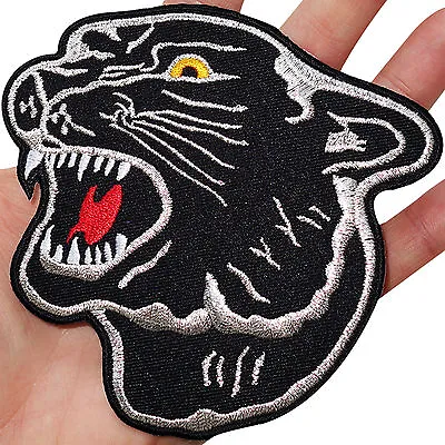 Big Black Panther Head Embroidered Iron / Sew On Patch Shirt Jacket Large Badge • £4.49