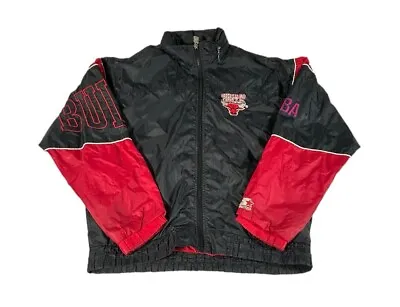 Vintage Chicago Bulls Starter Jacket Small 90's Full Zip Windbreaker Oversized • $52.50