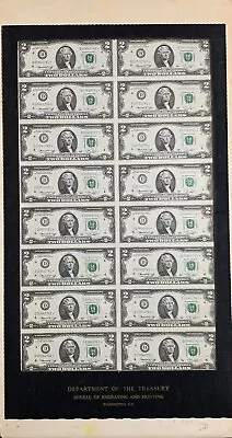 1976 Federal Res Bank Of Cleveland Uncut Sheet Of 16  Star Notes Two Dollar $2* • $281