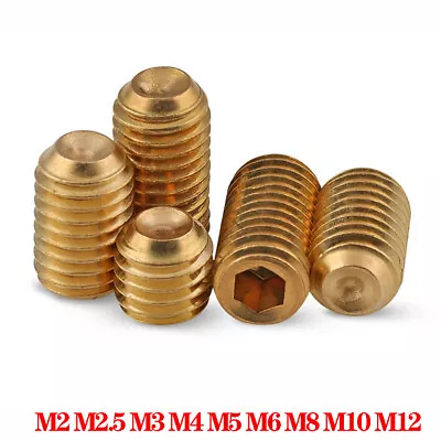 £1.55 • Buy Brass Socket Cup Point Grub Screws Hex Allen Set Screws M2 M2.5 M3 M4 M5 M6~M12