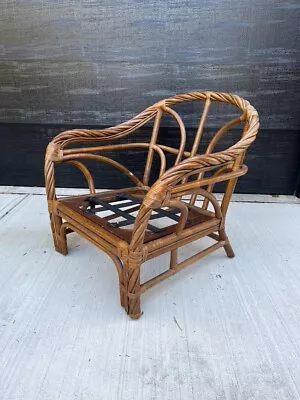 Vintage Mid Century McGuire Twisted Rattan Bentwood Arm Chair • $675