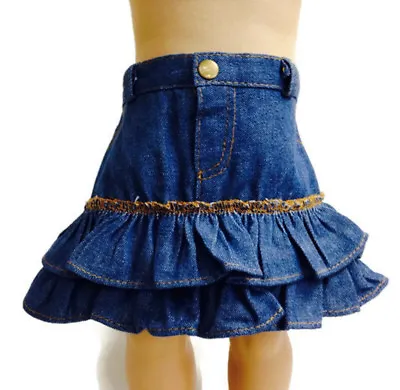 Denim Ruffled Jean Skirt Made For 18 Inch American Girl Doll Clothes • $7.94