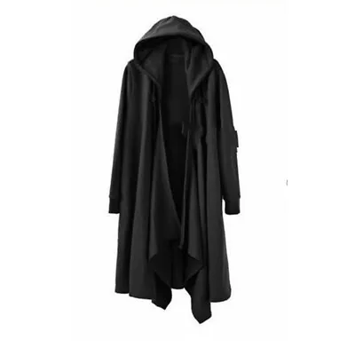 Men Punk Hooded Cloak Cape Long Cardigan Trench Coat Loose Gothic Outwear Jacket • $68.95