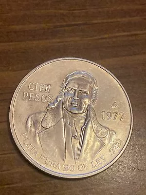 1977 Cien Pesos Mexican Silver 100 Pesos Ley .720 • $20