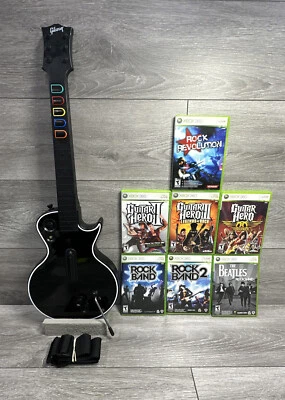$249.99 • Buy Guitar Hero II 3 Rock Band 1 2 Bundle Lot Les Paul Wireless Controller Xbox 360