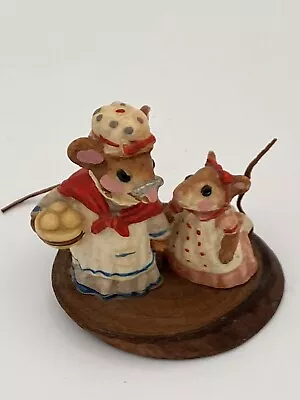 Vintage 1980s W.B. Co Resin Leather Wood Mouse Figurine Grandma And Grandchild • $30