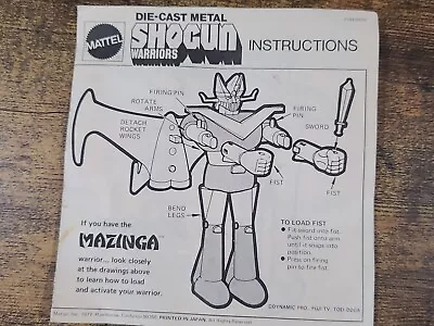 1977 Shogun Warriors Mazinga Raiver Dragon Poseidon Instructions Manual • $24.95