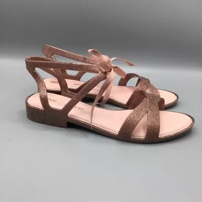 Melissa + Jason Wu Sandals Womens 8 Ophelia Low Strappy Pink Glitter Tie • $34.94