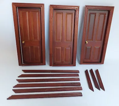 Dolls House 4 Panel Mahogany Internal Door Miniature 1:12th Scale X 3 • $29.60