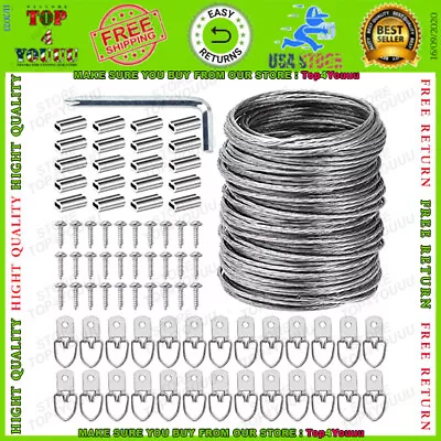 100 Pcs Picture Hanging Wire Kit 100 Feet Heavy Duty For Photo Mirror Frame NEW • $12.27