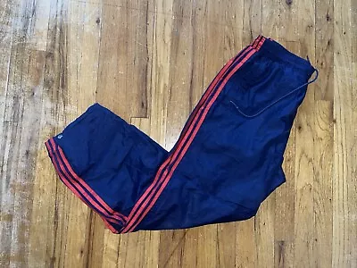 Vintage Adidas Nylon Track Pants Men’s L Large 80s Sweatpants Satin Shiny RARE • $34.99