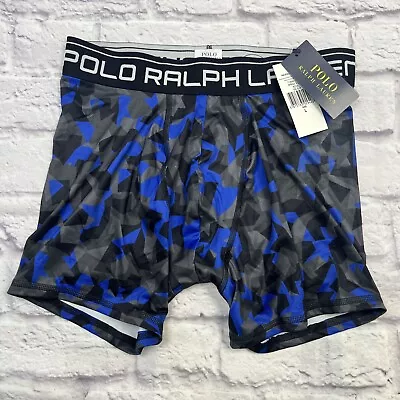 POLO 🔥 RALPH LAUREN Boxer Brief Men's LARGE Royal Blue Black Microfiber Vintage • $17.89