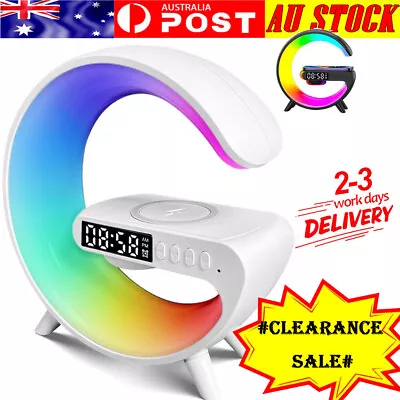 Smart Alarm Clock Wake Up Light G Lamp Wireless Charger Bluetooth Speaker • $11.88