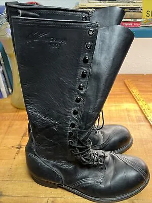 Linesman Boot Vintage Black Tall Leather Men’s Boots Size 13 Steel Toes 17” Tall • $120