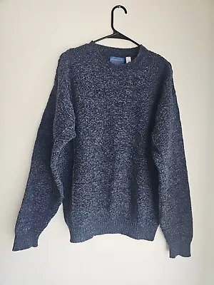  Vtg Pendleton 100% Shetland Virgin Wool Sweater Size Medium Crew Neck Blue USA • $39.93
