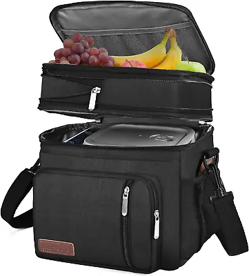 Lunch Box For Men Women Double Deck Lunch Bag Large Insulated Soft Cooler Bag • $35.05