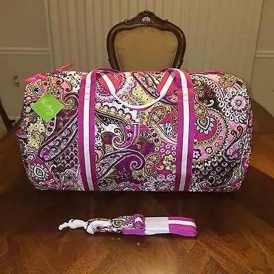 NWT Vera Bradley Round Duffel Travel Bag In Very Berry Paisley • $99.99