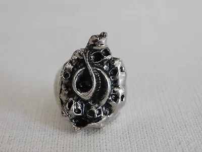 Silver Tone Snake Skull Biker  Large Statement Ring Size 8 • $14.41