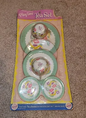 Vintage 7 Piece Metal Lithographed Play Time Tea Set Ohio Art New In Pack • $19.99