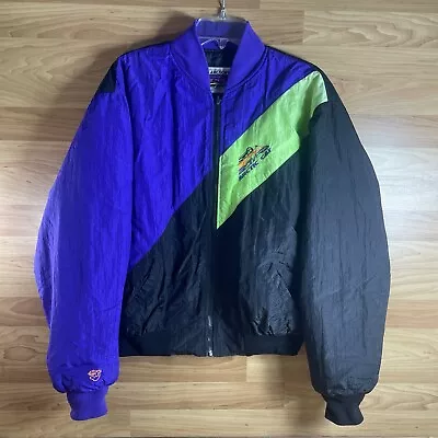 VTG Arctic Cat Arctic Wear Jacket Men's Sz M Snowmobile Black Green Purple USA • $49.99