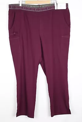 Med Couture Women's Scrub Pants Touch 2 Cargo Pocket Pant 2XL Wine 7739 • $25.49