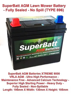 SuperBatt 32 AGM R Lawn Mower Battery TYPE 896 - COUNTAX C Series Garden Tractor • £49.99