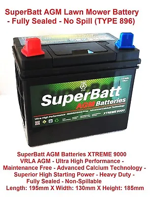 SuperBatt 32AGMR TYPE 896 VRLA AGM Battery For Ride-On Garden Lawn Mower Tractor • £49.99