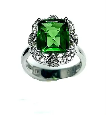 R6422G VintageLook Mt St Helens Green Helenite 10x8mm 3.2Ct Sterling Silver Ring • $60