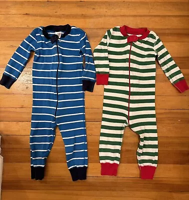 Hanna Andersson 80- 18-24 Months. Set Of 2 Striped Pajamas Long Sleeve Zippers • $18