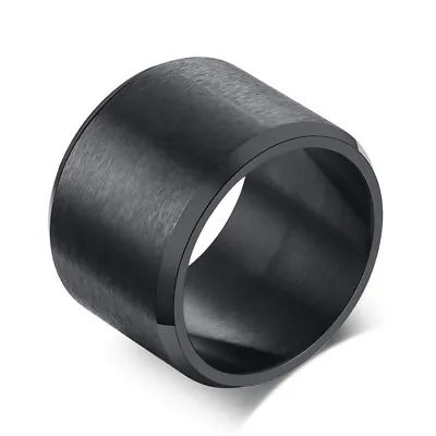 15MM Black Brushed 2mm Thickness Band Men's Stainless Steel Thumb Ring Size 8-12 • $6.43