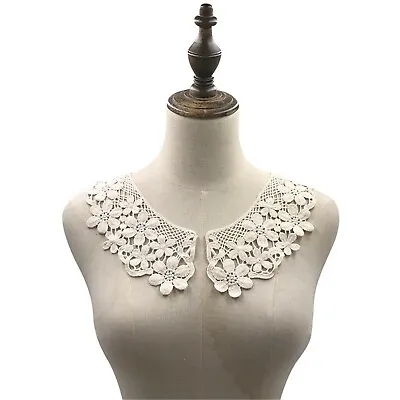 Collar Embroidery Lace Applique Flowers Hollow Evening Dancing Dress Trim 1 Pair • £3.99