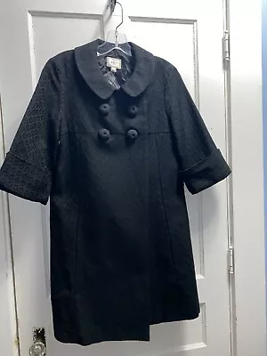 ECI NEW YORK Mad Men Vintage Style Black Jacquard Cotton Coat SZ 8 NWT • $35