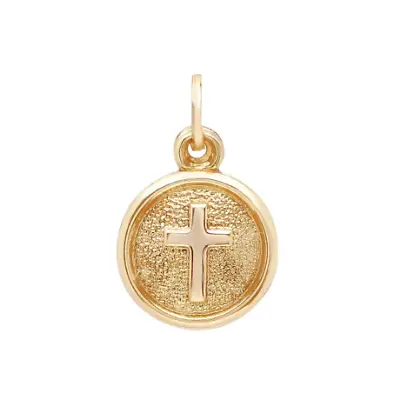 $44.99 • Buy 14K Yellow Gold Cross Medallion Charm Pendant - Mens & Womans