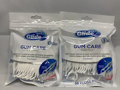 Lot Of 2 Oral-B Glide Gum Care Floss Picks Shred Resistant 30 Picks • $12.09