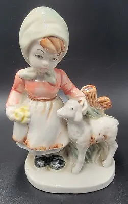 Vintage Young Girl With Goat Porcelain Figurine • $10